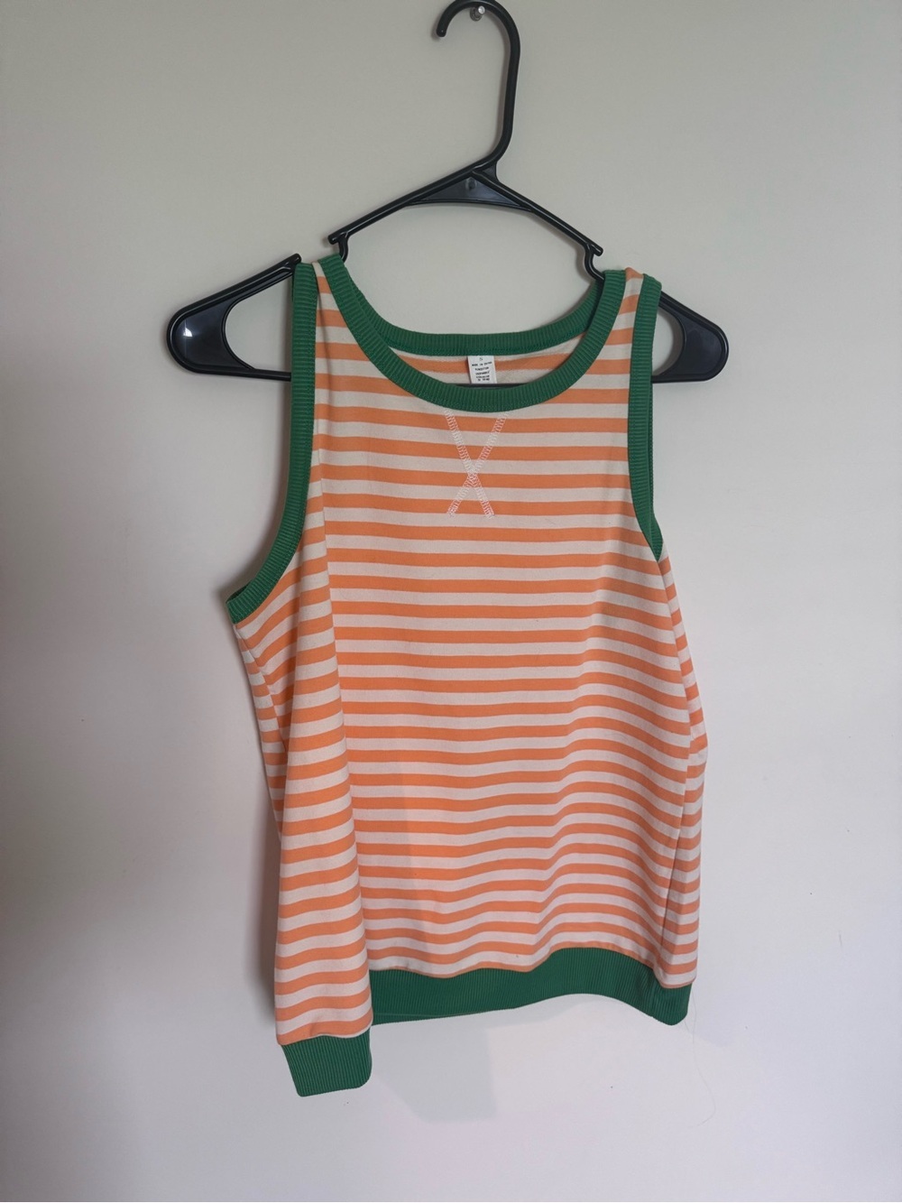 Amazon Orange and White Striped Tank with Green Trim